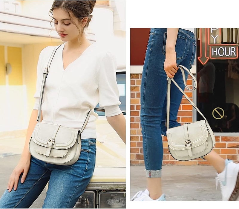 AFKOMST Crossbody Bags for Women,Small Saddle Purse and Boho Cross Body Handbags,Vegan Leather - Image 2